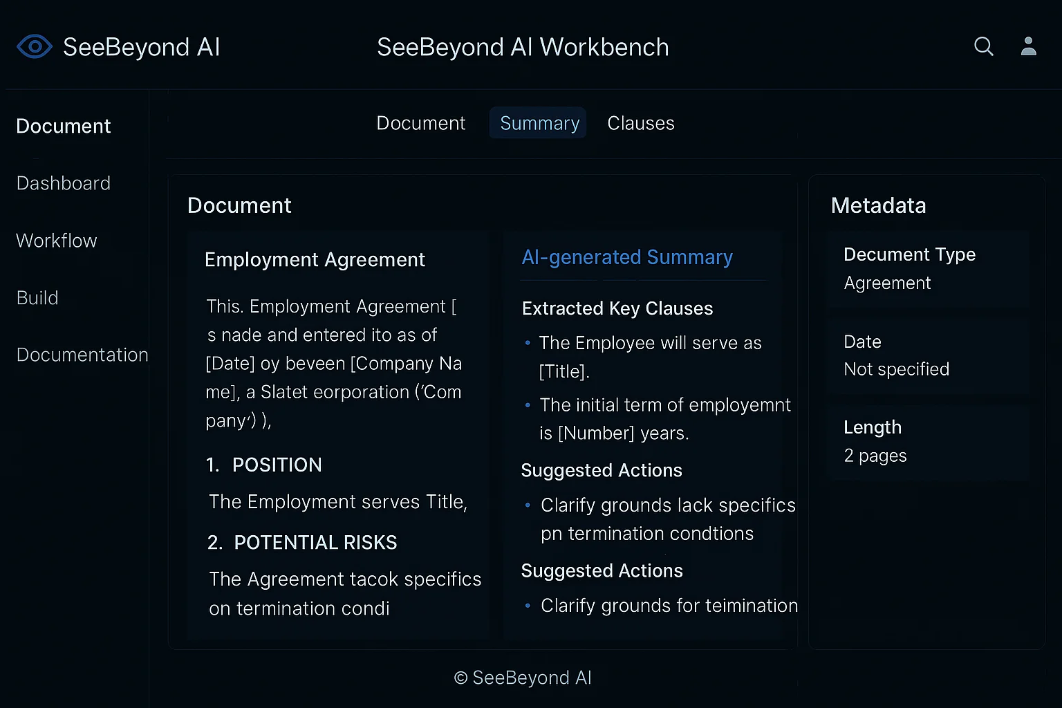 SeeBeyond AI platform overview screenshot